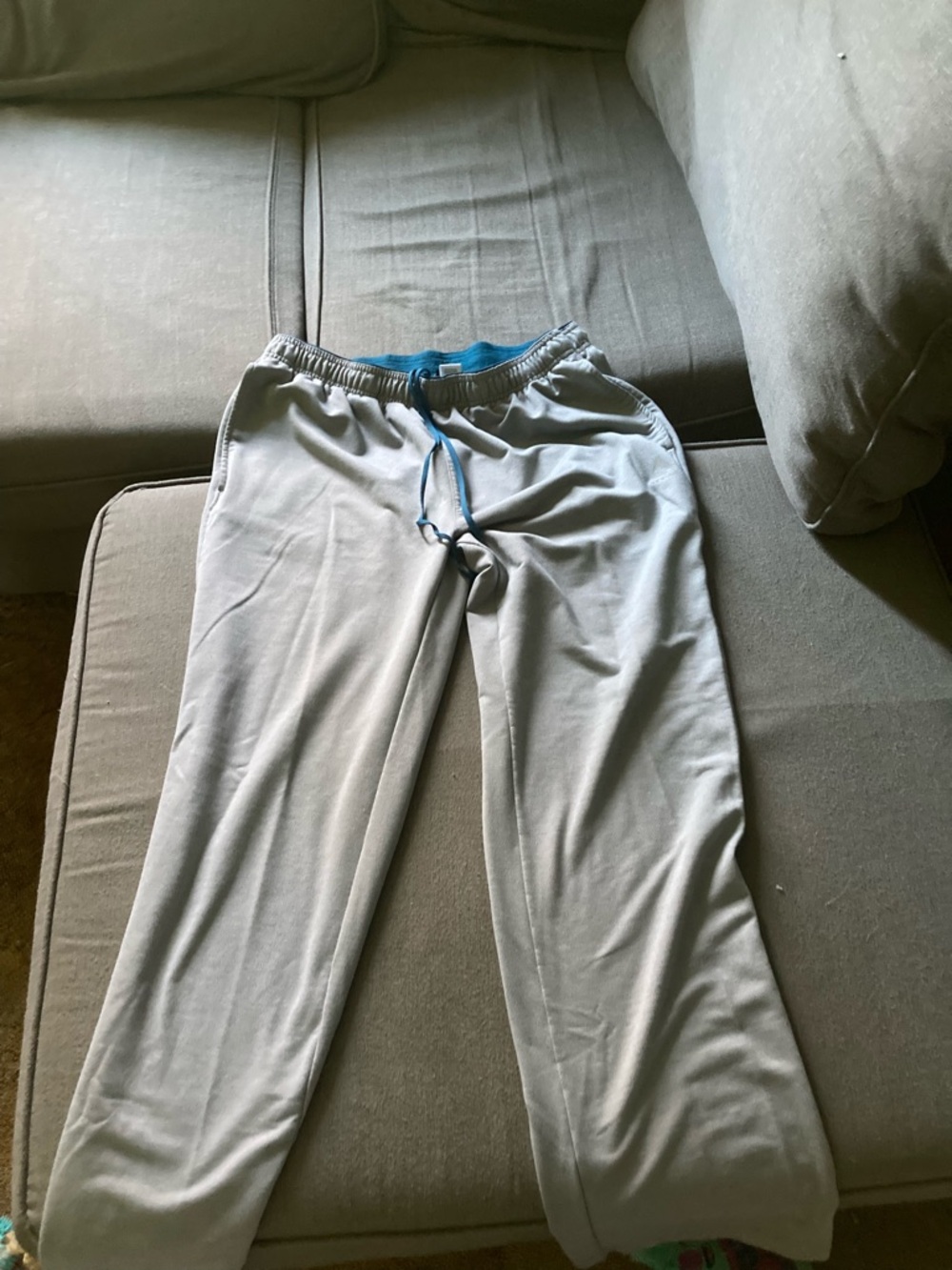Reebok Light Gray Joggers with Blue Waistband